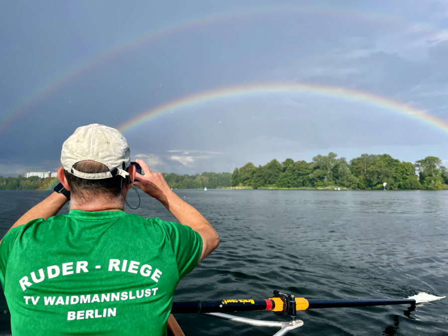 Rudern Tegeler See mit Regenbogen